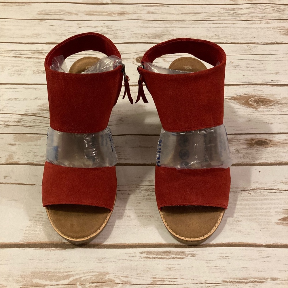 Toms Majorca Leather Suede Cutout Heeled Sandal Size 9